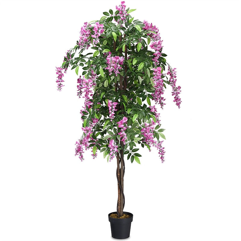 6FT Artificial Ficus Tree Fake Wisteria Tree Faux Plant for Indoor Outdoor Office Living Room Décor