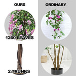 6FT Artificial Ficus Tree Fake Wisteria Tree Faux Plant for Indoor Outdoor Office Living Room Décor