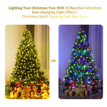 6FT Pre-lit Artificial Christmas Tree Hinged Xmas Tree 1000 PVC Branch with 350 Dual-Colored LED Lights & Metal Stand