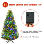 6FT Pre-lit Artificial Christmas Tree Hinged Xmas Tree 1000 PVC Branch with 350 Dual-Colored LED Lights & Metal Stand