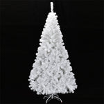 6FT White Christmas Tree Hinged Artificial Xmas Tree Home Holiday Décor with 650 Branches & Metal Stand