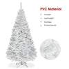 6FT White Christmas Tree Hinged Artificial Xmas Tree Home Holiday Décor with 650 Branches & Metal Stand