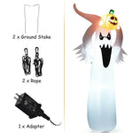 6FT Halloween Ghost Inflatable Blow Up Ghost Decoration with Pumpkin, Air Blower & LED Lights for Home Yard Lawn