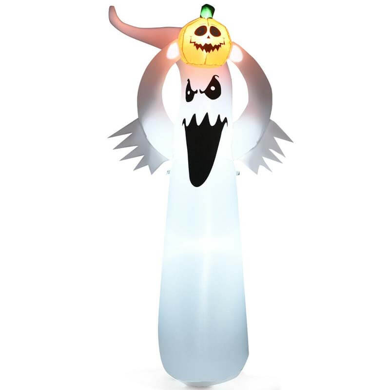 6FT Halloween Ghost Inflatable Blow Up Ghost Decoration with Pumpkin, Air Blower & LED Lights for Home Yard Lawn