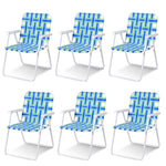 6 Pcs Portable Webbed Lawn Chairs Folding Beach Chairs Outdoor Camping Chair with Armrest