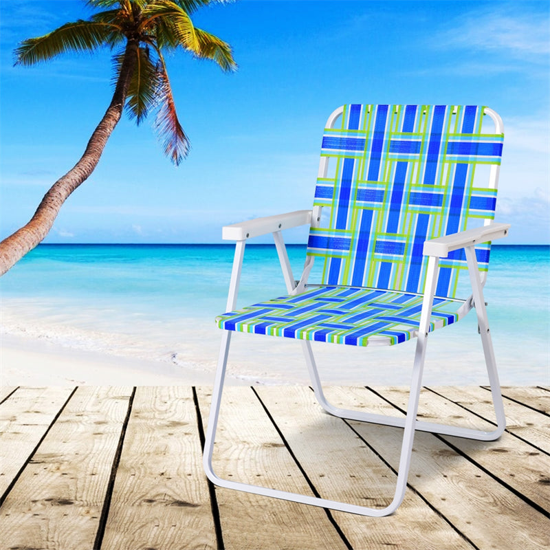 6 Pcs Portable Webbed Lawn Chairs Folding Beach Chairs Outdoor Camping Chair with Armrest