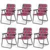 6 Pcs Portable Webbed Lawn Chairs Folding Beach Chairs Outdoor Camping Chair with Armrest