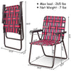 6 Pcs Portable Webbed Lawn Chairs Folding Beach Chairs Outdoor Camping Chair with Armrest