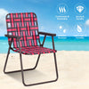 6 Pcs Portable Webbed Lawn Chairs Folding Beach Chairs Outdoor Camping Chair with Armrest