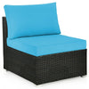 6 Pcs Patio Rattan Conversation Set Wicker Outdoor Sectional Seating Group with Cushions & Coffee Table