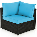 6 Pcs Patio Rattan Conversation Set Wicker Outdoor Sectional Seating Group with Cushions & Coffee Table