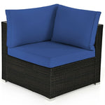 6 Pcs Patio Rattan Conversation Set Wicker Outdoor Sectional Seating Group with Cushions & Coffee Table