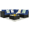 6 Pcs Patio Rattan Conversation Set Wicker Outdoor Sectional Seating Group with Cushions & Coffee Table