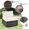 6 Pcs Patio Rattan Conversation Set Wicker Outdoor Sectional Seating Group with Cushions & Coffee Table