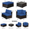 6PCS Patio Rattan Furniture Set Outdoor Wicker Sectional Sofa Conversation Set with Ottoman, Cushions, Coffee Table for Deck Lawn Backyard