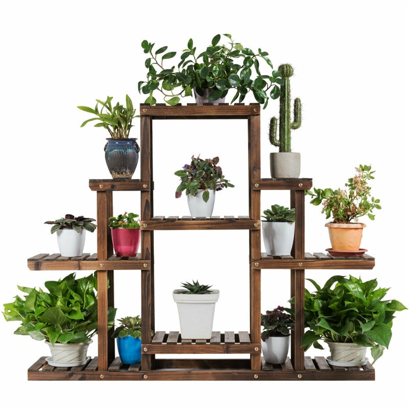 6 Tier Flower Rack Wood Plant Stand Versatile Storage Shelf