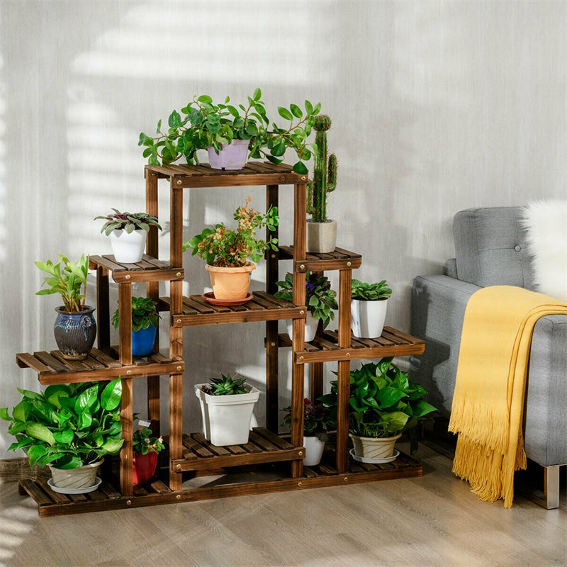 6 Tier Flower Rack Wood Plant Stand Versatile Storage Shelf