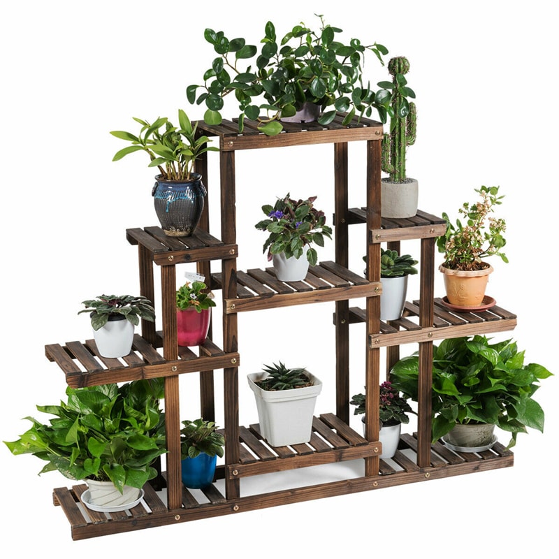 6 Tier Flower Rack Wood Plant Stand Versatile Storage Shelf