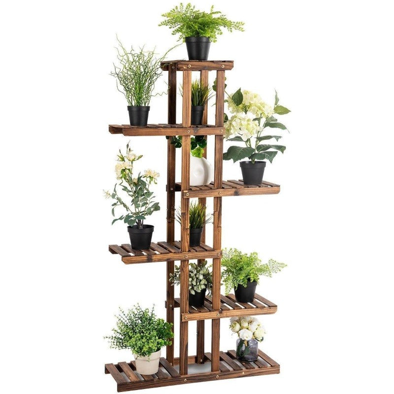 6 Tier Garden Wood Plant Rack Stand Flower Shelf - Bestoutdor