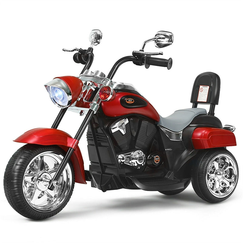 Kids Ride on Chopper Motorcycle 3-Wheel 6V Battery Powered Trike Motorcycle with Headlights, ASTM Certification