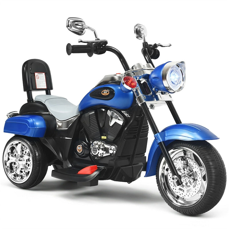 Kids Ride on Chopper Motorcycle 3-Wheel 6V Battery Powered Trike Motorcycle with Headlights