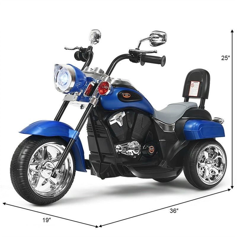 Kids Ride on Chopper Motorcycle 3-Wheel 6V Battery Powered Trike Motorcycle with Headlights