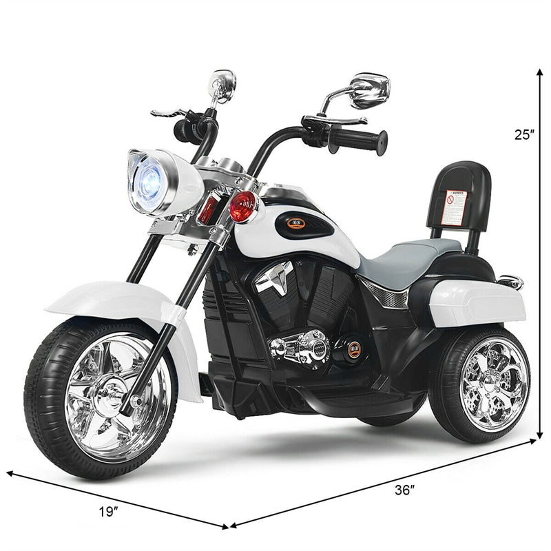 Kids Ride on Chopper Motorcycle 3-Wheel 6V Battery Powered Trike Motorcycle with Headlights, ASTM Certification