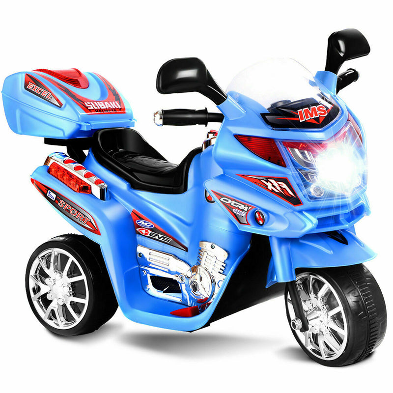 Kids Ride On Motorcycle 6V Battery Powered Electric 3-Wheel Motorcycle with Headlights