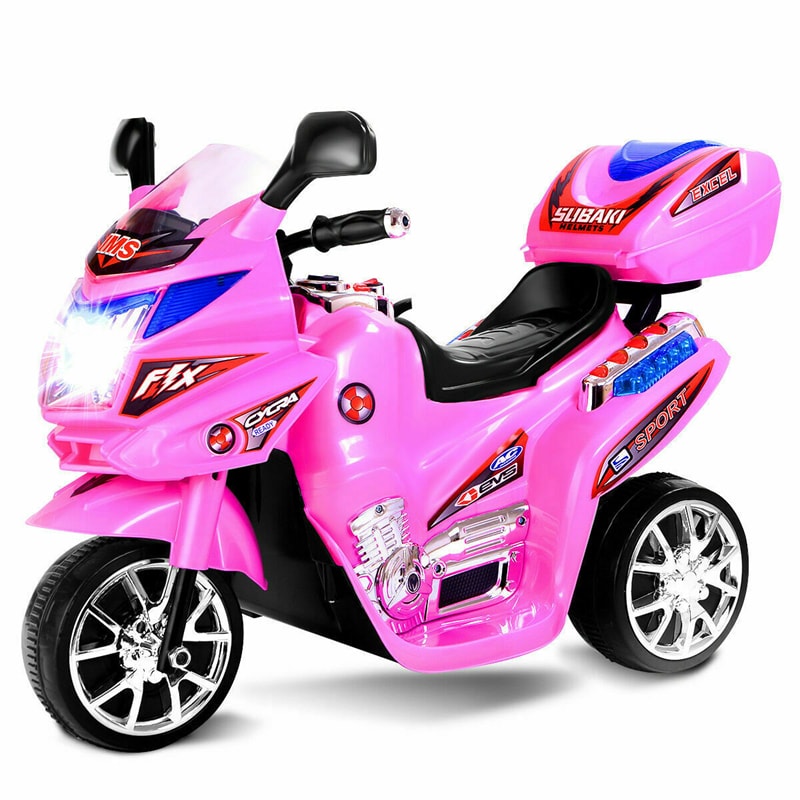 Kids Ride On Motorcycle 6V Battery Powered Electric 3-Wheel Motorcycle with Headlights