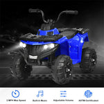 Kids Electric Ride-on ATV 6V Battery Powered 4 Wheeler Quad Car Toy with LED Headlights, Music & MP3 Player