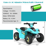 6V Kids Ride-on ATV Quad Mini 4 Wheeler Battery Powered Off-Road Vehicle with Anti-Slip Wheels