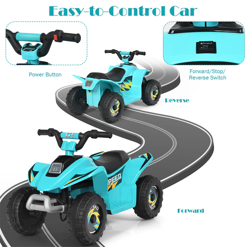 6V Kids Ride-on ATV Quad Mini 4 Wheeler Battery Powered Off-Road Vehicle with Anti-Slip Wheels