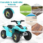 6V Kids Ride-on ATV Quad Mini 4 Wheeler Battery Powered Off-Road Vehicle with Anti-Slip Wheels