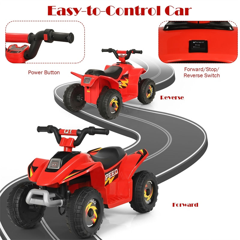 6V Kids Ride-on ATV Quad Mini 4 Wheeler Battery Powered Off-Road Vehicle with Anti-Slip Wheels