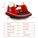 12V Electric Kids Ride On Bumper Car 360° Spin Toddler Bumper Car with Remote Control, Dual Joysticks & Flashing Lights