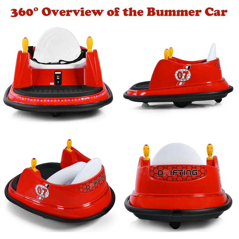 12V Electric Kids Ride On Bumper Car 360° Spin Toddler Bumper Car with Remote Control, Dual Joysticks & Flashing Lights