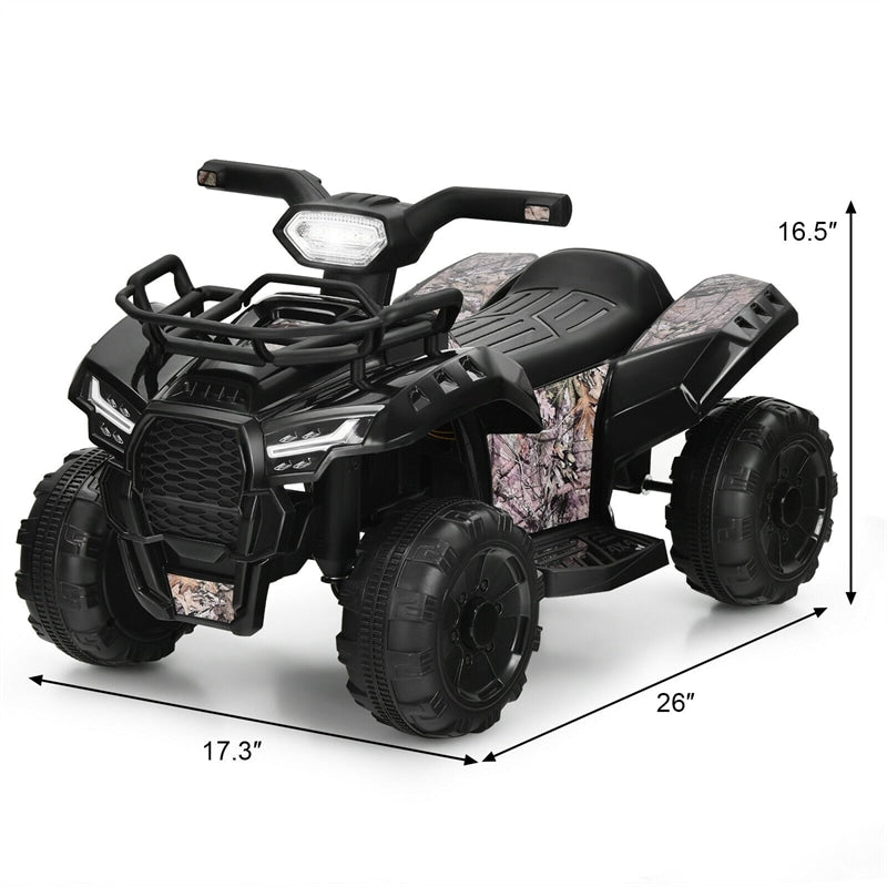 Kids Ride On ATV Quad Car 6V Battery Powered Electric Vehicle with LED Light and MP3