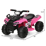 Kids Ride On ATV Quad Car 6V Battery Powered Electric Vehicle with LED Light and MP3