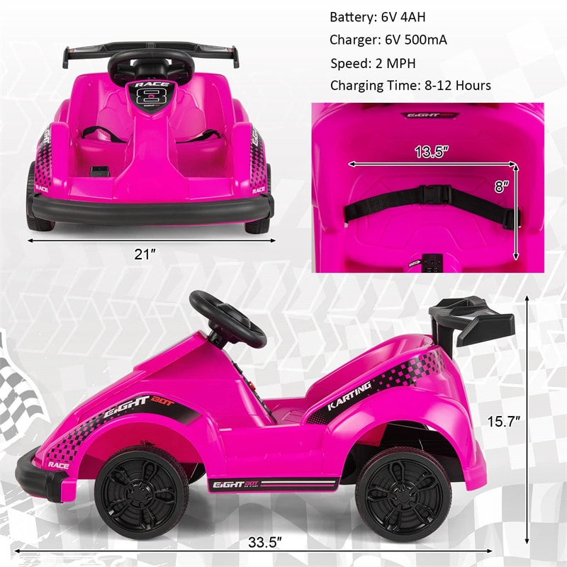 Kids Electric Go Kart 6V Battery Powered Ride-on Race Car 4 Wheel Formula Racer with Remote Control & Music