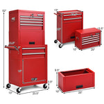 6-Drawer Rolling Tool Chest 3-in-1 Tool Storage Cabinet Toolbox Organizer with Auto Locking System & Lockable Wheels