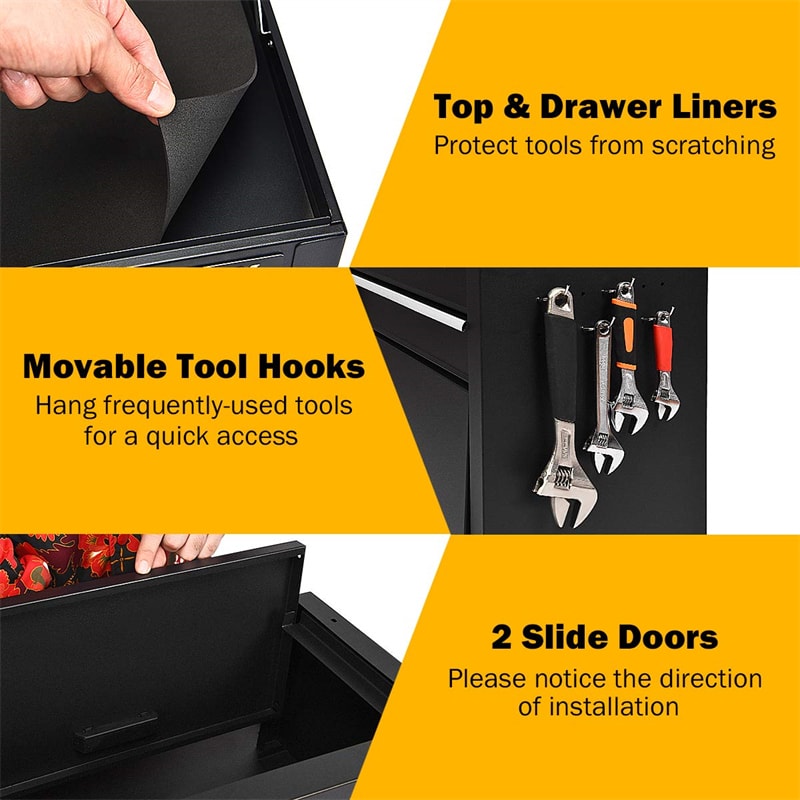 6-Drawer Rolling Tool Chest 3-in-1 Tool Storage Cabinet Toolbox Organizer with Auto Locking System & Lockable Wheels