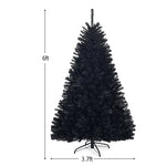 6FT Black Artificial Christmas Tree Unlit Halloween Tree with 1036 Branch Tips & Metal Stand, Hinged Xmas Full Tree for Holiday Decor Carnival Party