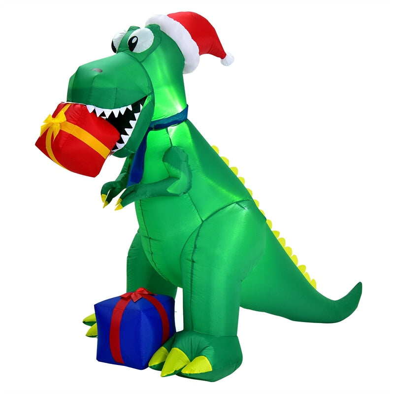 6ft Christmas Inflatable Dinosaur with Waterproof LED Lights & Built-in Powerful Blower for Indoor Outdoor Decoration