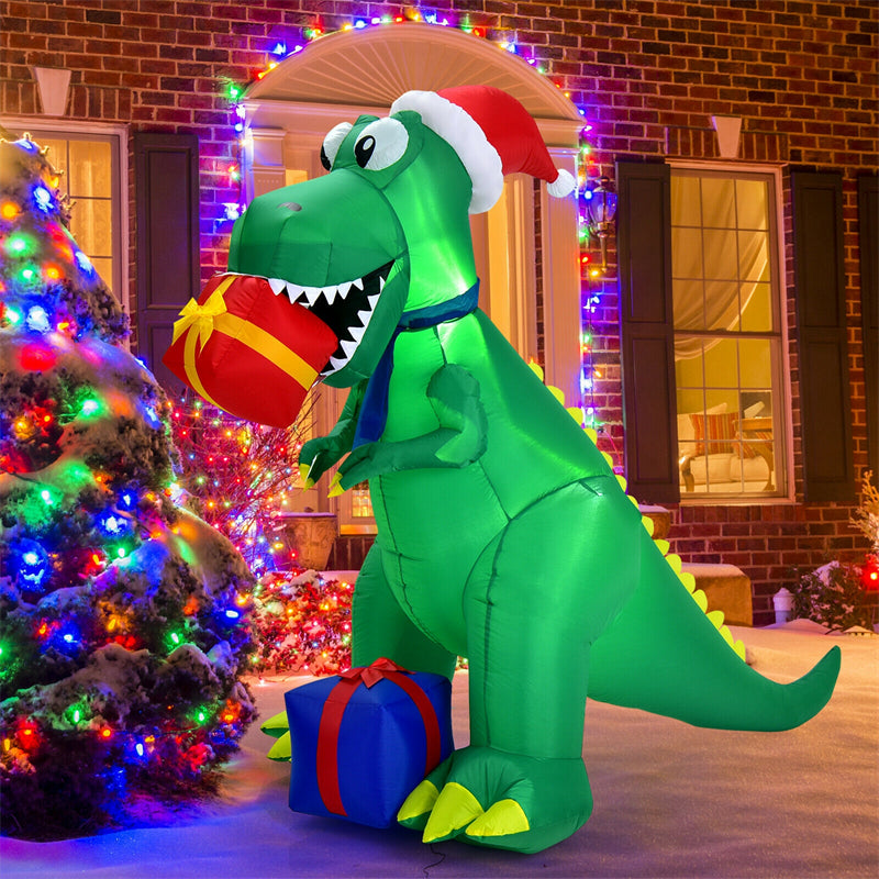 6ft Christmas Inflatable Dinosaur with Waterproof LED Lights & Built-in Powerful Blower for Indoor Outdoor Decoration