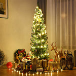 6ft Pencil Christmas Tree Slim Artificial Xmas Tree with 400 PVC Branch Tips & Foldable Metal Stand