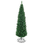 6ft Pencil Christmas Tree Slim Artificial Xmas Tree with 400 PVC Branch Tips & Foldable Metal Stand