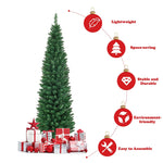 6ft Pencil Christmas Tree Slim Artificial Xmas Tree with 400 PVC Branch Tips & Foldable Metal Stand