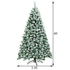 6ft Snow Flocked Christmas Tree Pre-Lit Hinged Artificial Xmas Tree with 250 Warm LED Lights, 928 Branch Tips, Folding Metal Stand for Holiday Decor