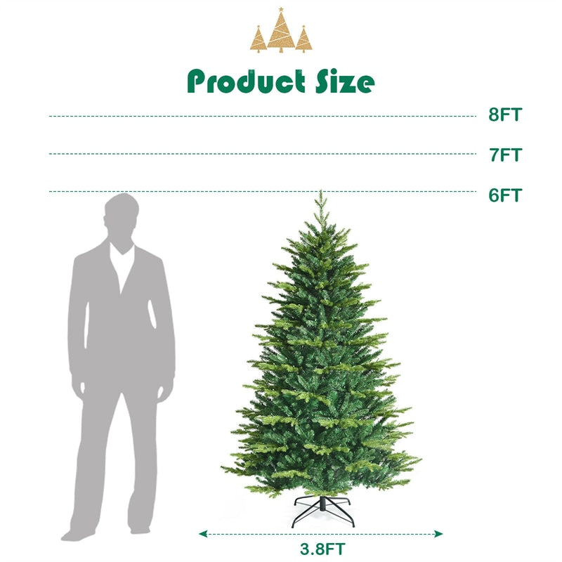 6ft Pre-lit Artificial Christmas Tree Hinged Xmas Tree with 420 APP Controlled Color Changing LED Lights & Folding Metal Stand