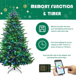 6ft Pre-lit Artificial Christmas Tree Hinged Xmas Tree with 420 APP Controlled Color Changing LED Lights & Folding Metal Stand